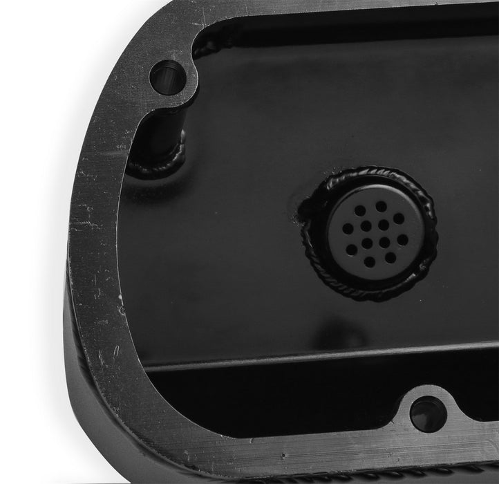 Holley 890013B Aluminum Valve Cover Set; Tall Style; Tapered Edge; Pair; Black Finish; - Truck Part Superstore
