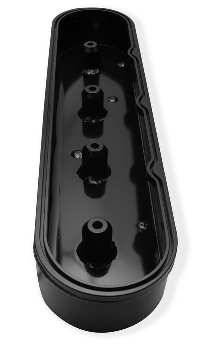 Holley 890014B Aluminum Valve Cover Set; w/OEM Coil Stands; Black Finish; - Truck Part Superstore