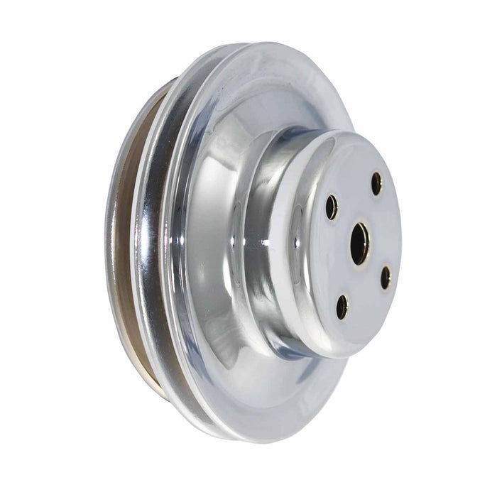 SpeedFx 8960 Long Water Pump Dual Groove 6.60 Inch Dia 2.30 Inch Bolt Circle Chrome Steel - Truck Part Superstore