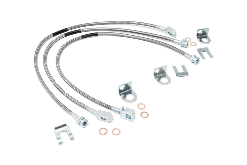 Rough Country 89715 Jeep Front & Rear Stainless Steel Brake Lines 4-6 Inch Lifts XJ/YJ/TJ Rough Country - Truck Part Superstore