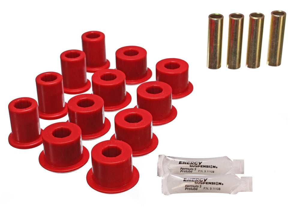Energy Suspension 8.2108R Leaf Spring Bushing Set; Red; Rear; Performance Polyurethane; - Truck Part Superstore