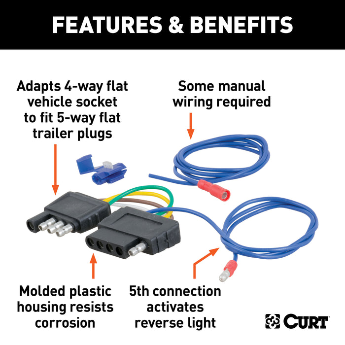 CURT 57187 CURT 57187 4-Way to 5-Way Flat Adapter for Boat Trailer Surge Brakes - Truck Part Superstore