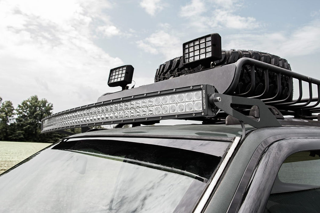 Rough Country 70567 Jeep 50 Inch Curved LED Light Bar Upper Windshield Mounts 93-98 ZJ Grand Cherokee Rough Country - Truck Part Superstore