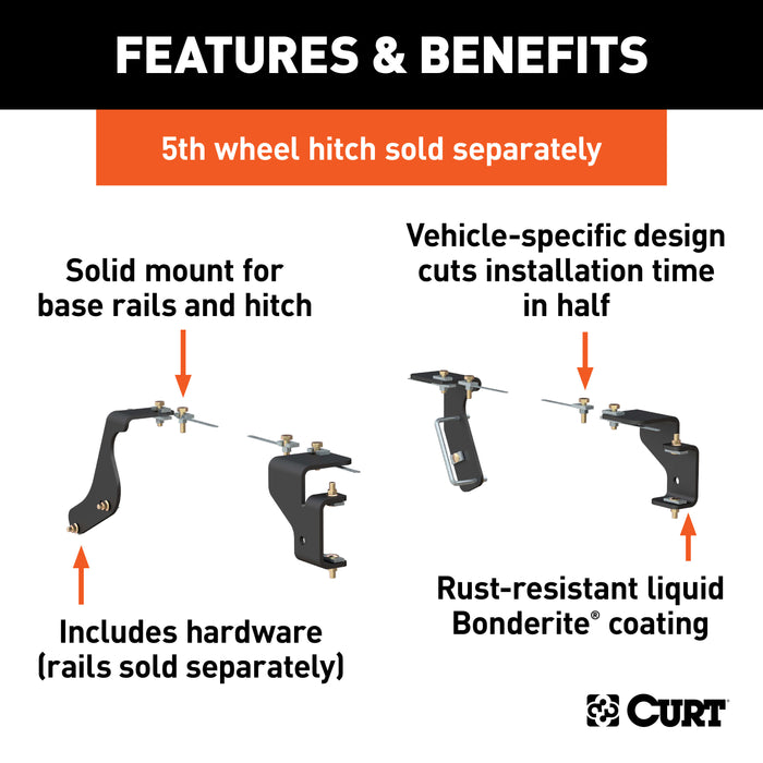 CURT 16422 Custom 5th Wheel Brackets; Select Dodge Ram 1500 (Except Crew Cab) - Truck Part Superstore
