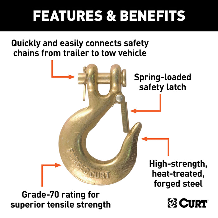 CURT 81940 1/4in. Safety Latch Clevis Hook (12;600 lbs; 1/4in. Pin) - Truck Part Superstore