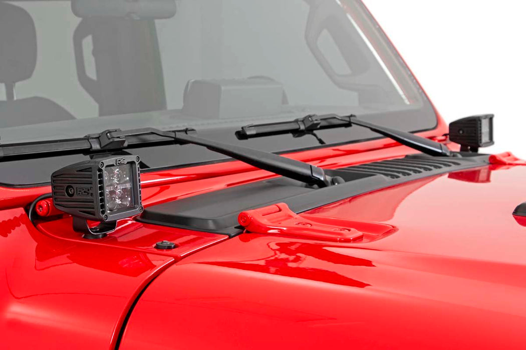Rough Country 70060 Jeep 2 Inch LED Cube Easy-Mount Kit 18-20 Wrangler JL/20 Gladiator-Black Series w/Amber DRL  Rough Country - Truck Part Superstore