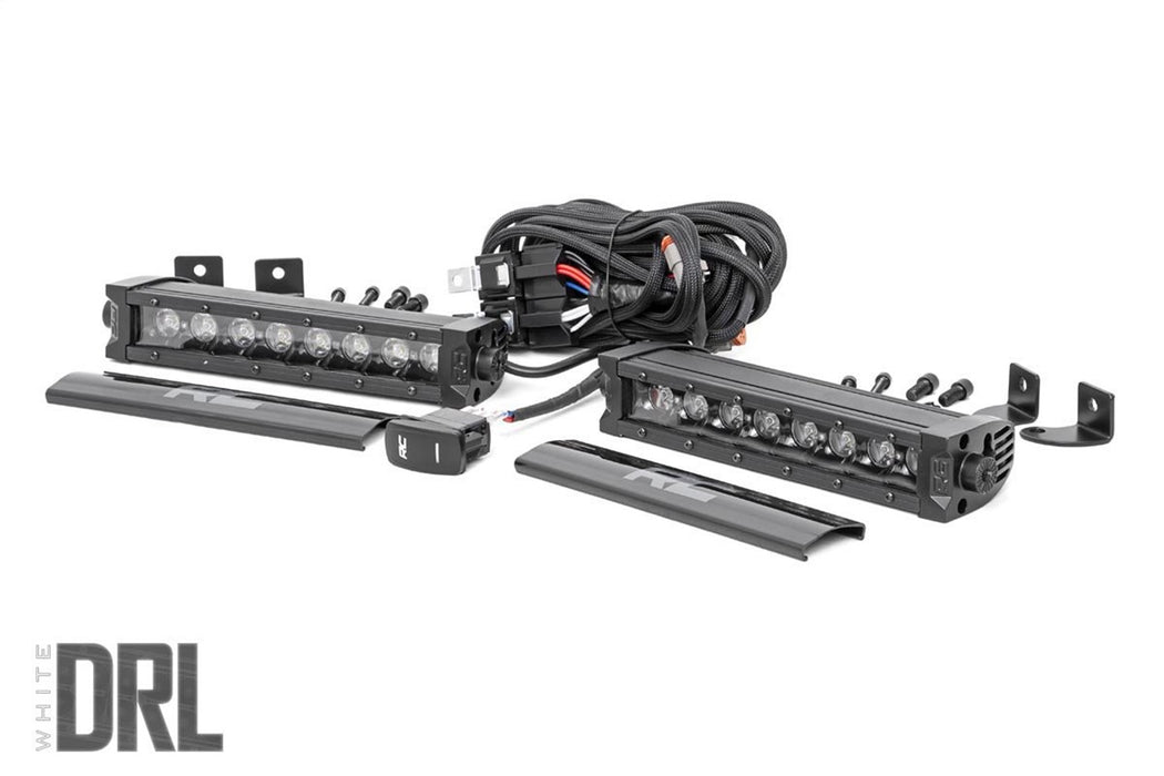 Rough Country 70728BLDRL 8 Inch CREE LED Light Bar Single Row, Pair Black Series w/Cool White DRL Rough Country - Truck Part Superstore