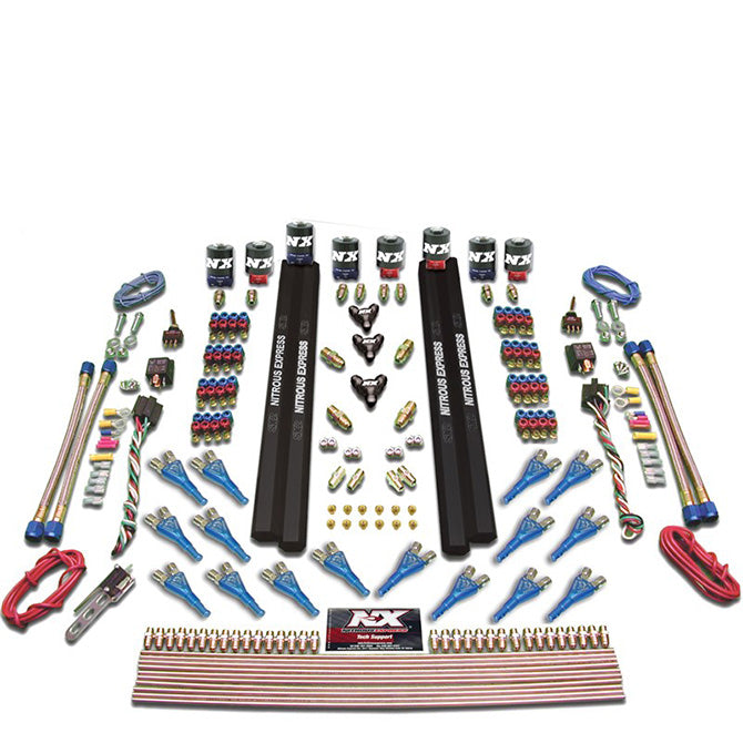 Nitrous Express 90008-00 SHARK DUAL STG/GAS 16 NZLS (200-1200HP) 8 SOLENOIDS LESS BOTTLE - Truck Part Superstore