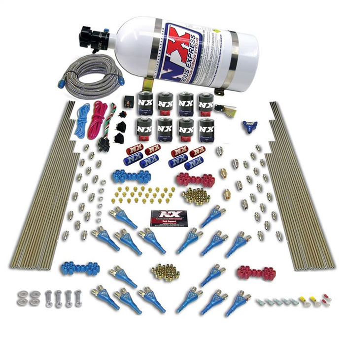 Nitrous Express 90008-10 SHARK DUAL STG/GAS 16 NZLS (200-1200HP) 8 SOLENOIDS WITH 10LB BOTTLE - Truck Part Superstore