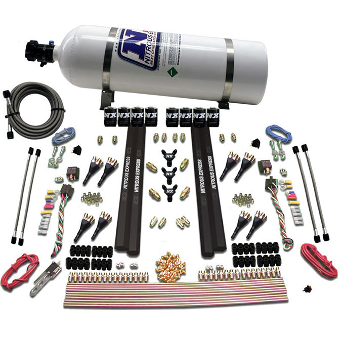 Nitrous Express 90009-15 SX2 DUAL STAGE 8 SOLENOID/GASOLINE 200-1200HP WITH 15LB BOTTLE - Truck Part Superstore
