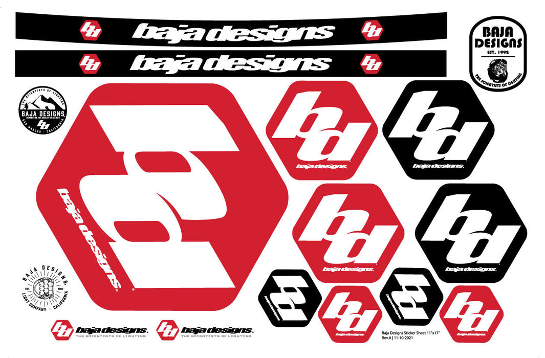 Baja Designs 900098 BD Sticker Sheet Baja Designs - Truck Part Superstore
