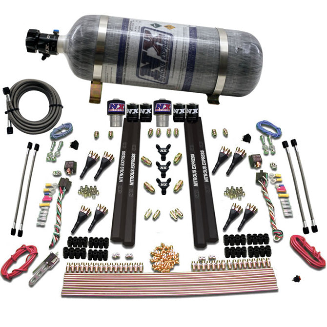 Nitrous Express 90209-12 SX2 DUAL STG/GAS/RAILS 8 NZLS (200-1200HP) W/COMPOSITE BOTTLE - Truck Part Superstore