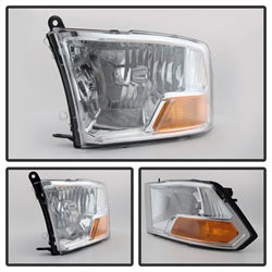 Spyder Auto 9022937 XTune Crystal Headlights; Non-Quad; Chrome; - Truck Part Superstore