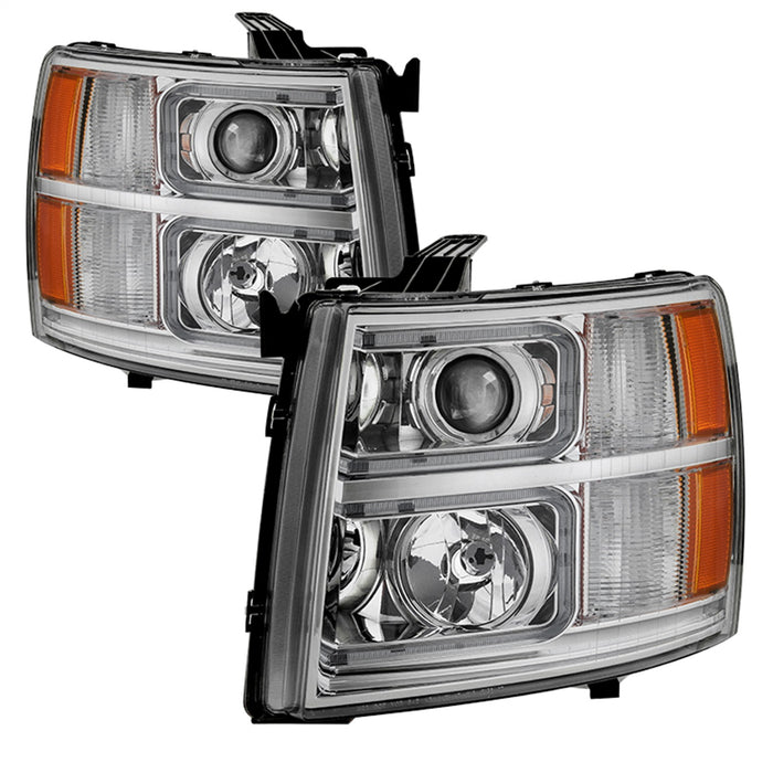 Spyder Auto 9027802 XTune Halo Projector Headlights; Light Tube Style; Chrome; - Truck Part Superstore