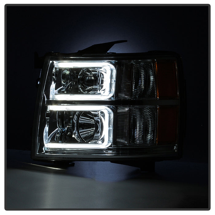 Spyder Auto 9027802 XTune Halo Projector Headlights; Light Tube Style; Chrome; - Truck Part Superstore