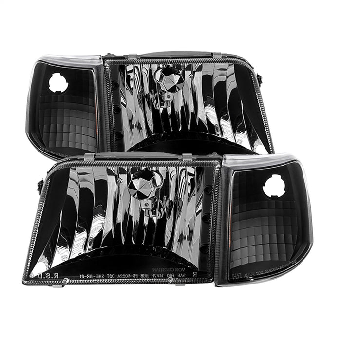Spyder Auto 9029363 XTune Crystal Headlights; 4 pcs.; w/Corner Lights; Black; - Truck Part Superstore