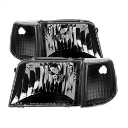 Spyder Auto 9029363 XTune Crystal Headlights; 4 pcs.; w/Corner Lights; Black; - Truck Part Superstore