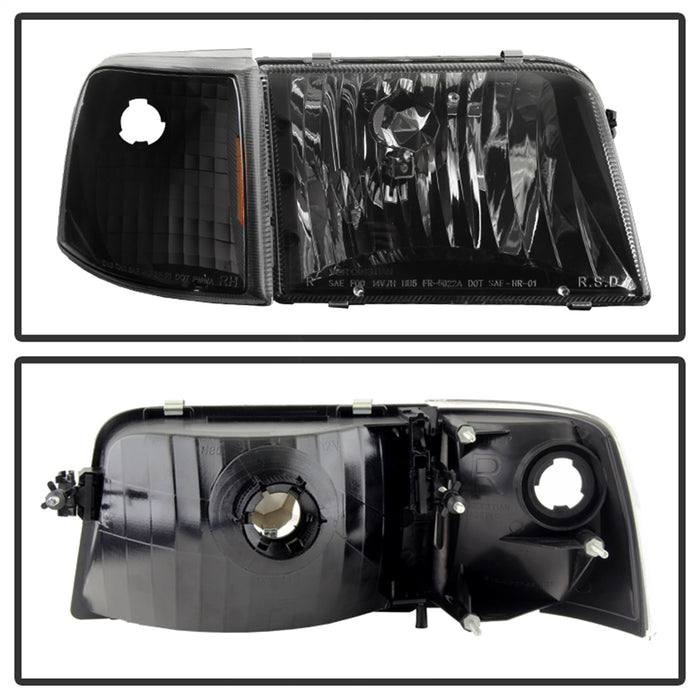 Spyder Auto 9029363 XTune Crystal Headlights; 4 pcs.; w/Corner Lights; Black; - Truck Part Superstore