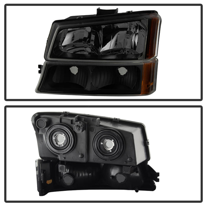 Spyder Auto 9030253 XTune Crystal Headlights/Bumper Lights; Black Smoke; - Truck Part Superstore