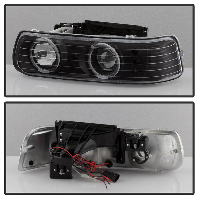 Spyder Auto 9036781 XTune Halo Projector Headlights; 4 pc.; LED; w/Bumper Lights; Black; - Truck Part Superstore