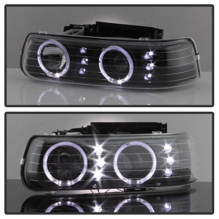 Spyder Auto 9036781 XTune Halo Projector Headlights; 4 pc.; LED; w/Bumper Lights; Black; - Truck Part Superstore