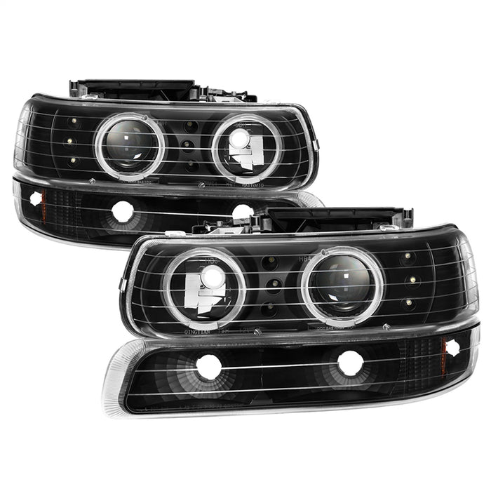 Spyder Auto 9036781 XTune Halo Projector Headlights; 4 pc.; LED; w/Bumper Lights; Black; - Truck Part Superstore
