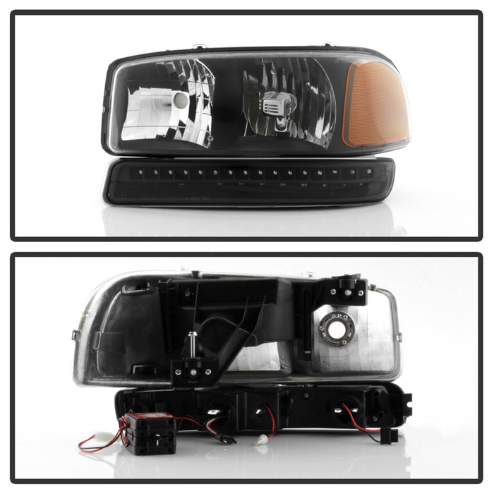 Spyder Auto 9037399 XTune Headlights; w/LED Bumper Lights; Black; - Truck Part Superstore