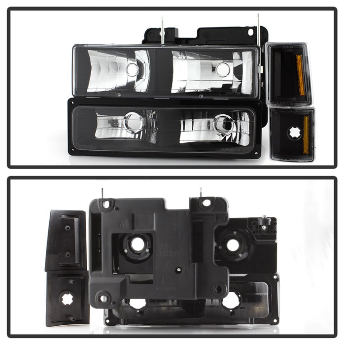 Spyder Auto 9037405 XTune Headlights; 8 pc.; Black; w/Corner And Parking Lights; - Truck Part Superstore