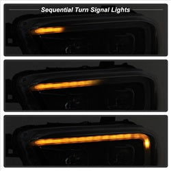 Spyder Auto 9039256 XTune DRL Light Bar Projector Headlights; w/Sequential Turn Signal; Black; - Truck Part Superstore