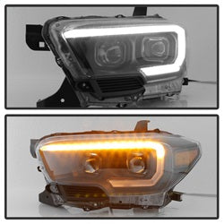Spyder Auto 9039256 XTune DRL Light Bar Projector Headlights; w/Sequential Turn Signal; Black; - Truck Part Superstore