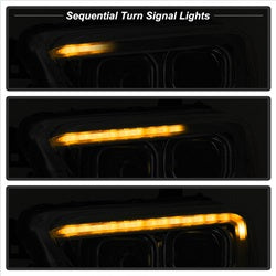 Spyder Auto 9039263 XTune DRL Light Bar Projector Headlights; w/Sequential Turn Signal; Chrome; - Truck Part Superstore