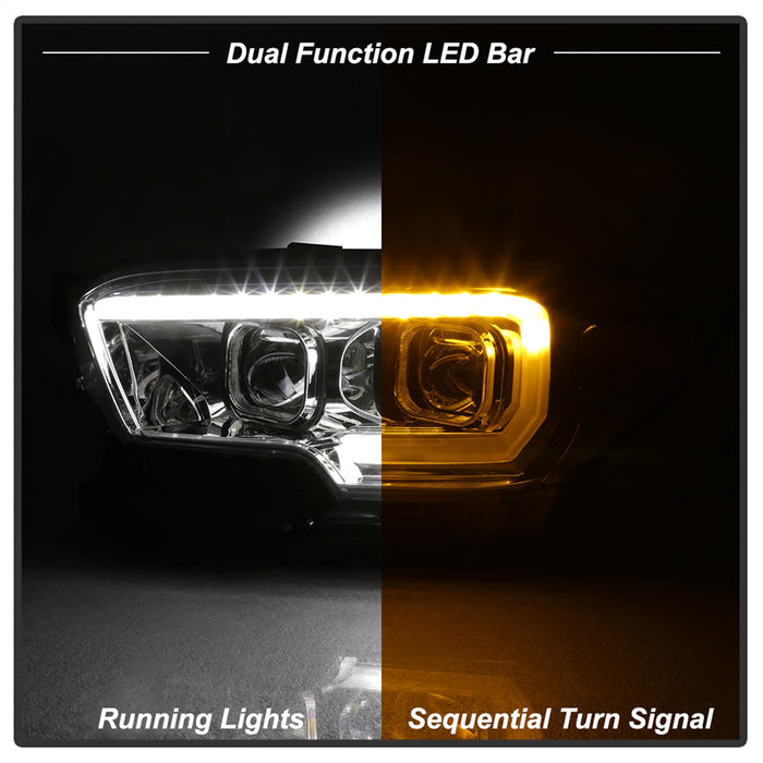 Spyder Auto 9039263 XTune DRL Light Bar Projector Headlights; w/Sequential Turn Signal; Chrome; - Truck Part Superstore