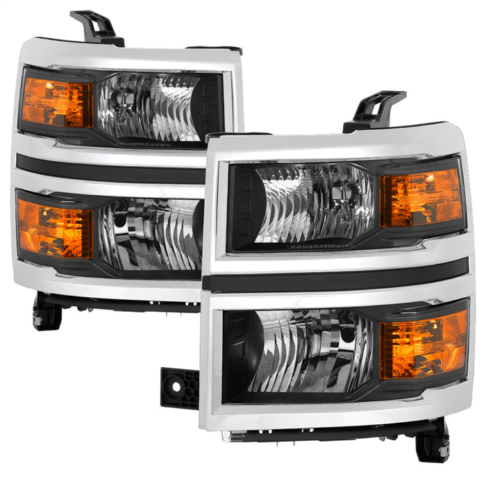 Spyder Auto 9042447 OEM Style Headlights; w/Chrome Trim; Black; - Truck Part Superstore