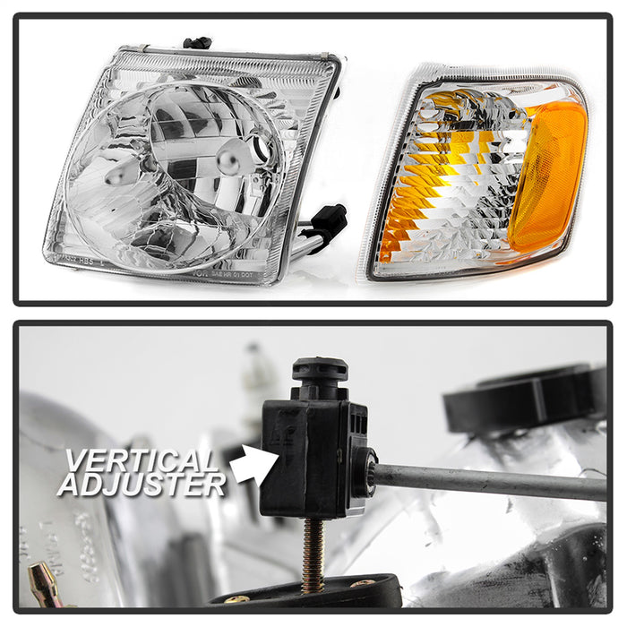 Spyder Auto 9042621 OEM Style Headlights; 4 pc.; w/Corner; Chrome; - Truck Part Superstore