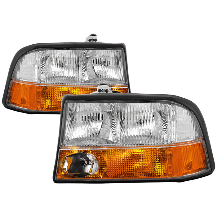 Spyder Auto 9042690 OEM Style Headlights; w/Amber Bumper; Chrome; - Truck Part Superstore