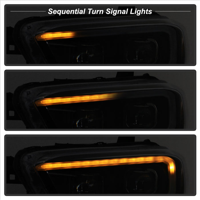 Spyder Auto 9042997 DRL Light Bar Projector Headlights; w/Sequential Turn Signal; Black; - Truck Part Superstore
