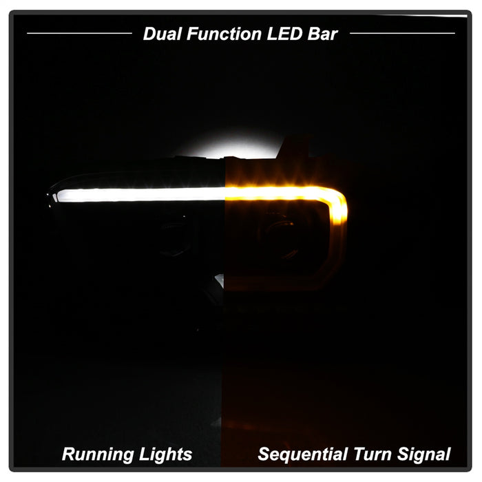 Spyder Auto 9043000 DRL Light Bar Projector Headlights; w/Sequential Turn Signal; Black Smoke; - Truck Part Superstore