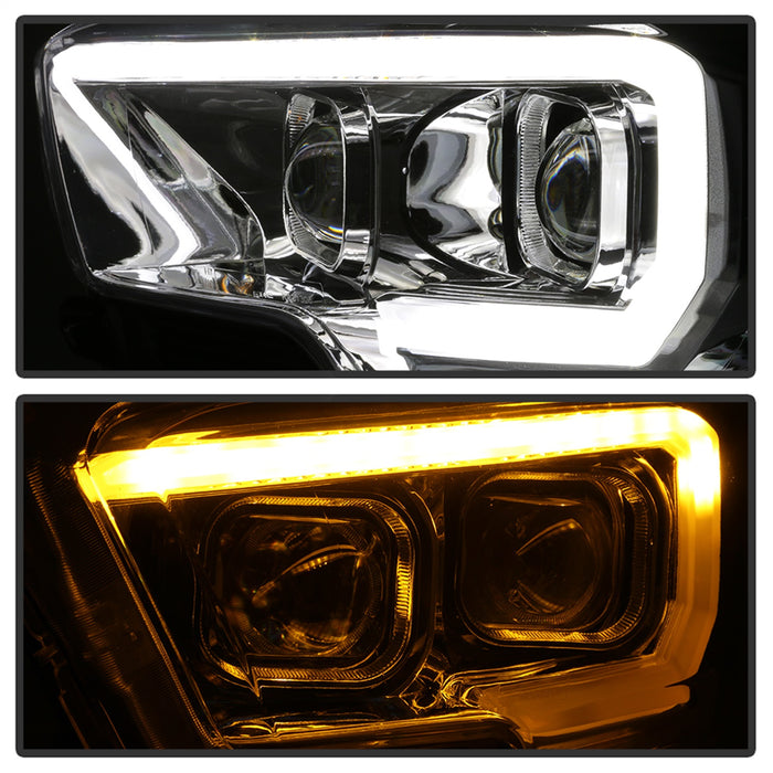 Spyder Auto 9043017 DRL Light Bar Projector Headlights; w/Sequential Turn Signal; Chrome; - Truck Part Superstore