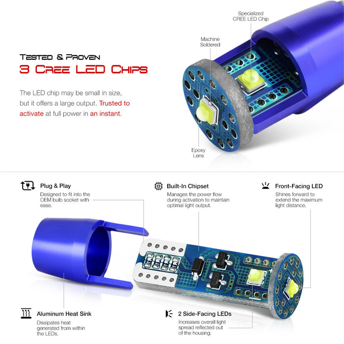 Spyder Auto 9044847 XTune CREE Chip Machine-Soldered Bulb; 3 x CREE; Pair; White 5500K; T10/194; - Truck Part Superstore