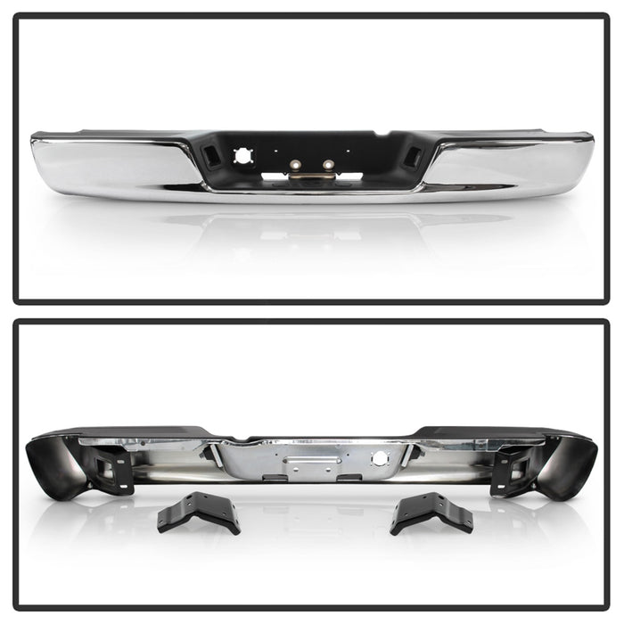 Spyder Auto 9047367 OEM Style Steel Rear Bumper; Chrome; Incl. Brackets Hardware And Step Pads; - Truck Part Superstore