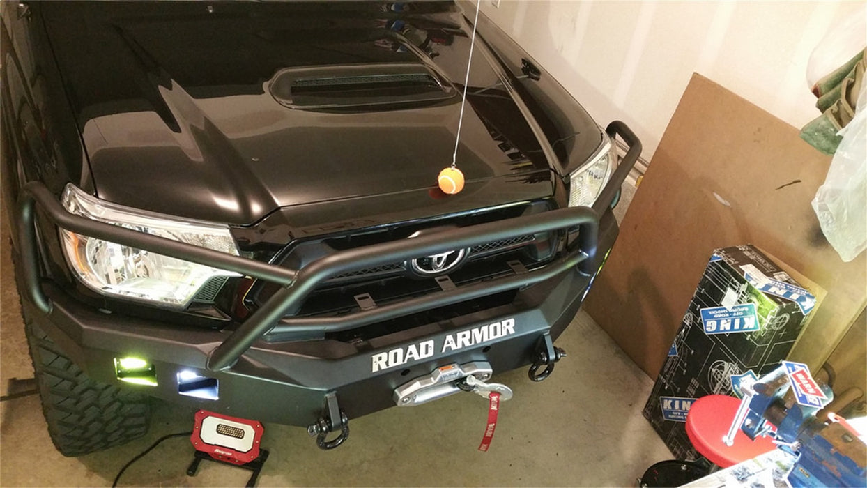 Road Armor 905R5B Stealth Winch Front Bumper; Lonestar Guard; Satin Black; Square Fog Light Holes; - Truck Part Superstore