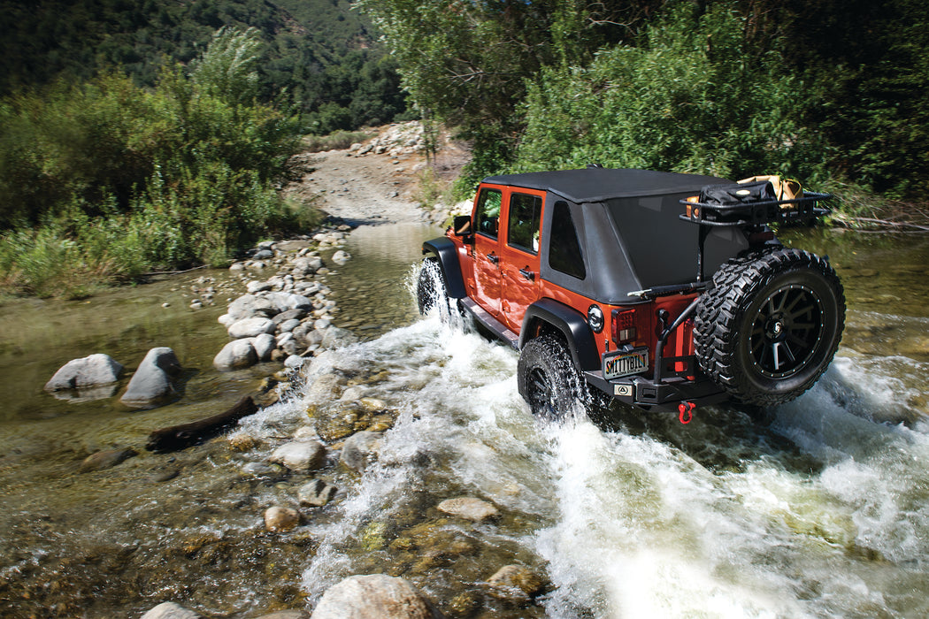 Smittybilt 9083235 Bowless Soft Top Combo 07-18 Wrangler JK 4 DR OEM Replacement W/Tinted Windows Black Diamond Smittybilt - Truck Part Superstore