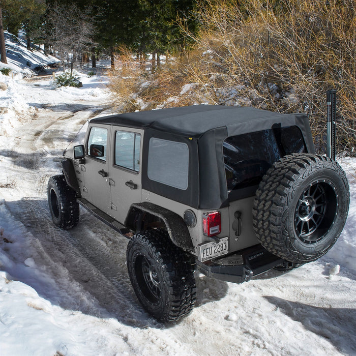 Smittybilt 9084235 Soft Top Premium Canvas 07-09 Wrangler JK 4 DR OEM Replacement W/Tinted Windows Black Diamond Smittybilt - Truck Part Superstore