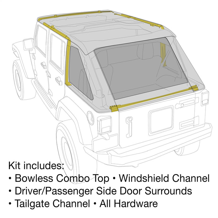 Smittybilt 9087135K Jeep JKU Protek Bowless Top w/Tinted Windows Combo 2007-2018 Wrangler JK Unlimited 4-DR Black Smittybilt - Truck Part Superstore