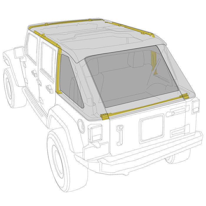 Smittybilt 9087135K Jeep JKU Protek Bowless Top w/Tinted Windows Combo 2007-2018 Wrangler JK Unlimited 4-DR Black Smittybilt - Truck Part Superstore