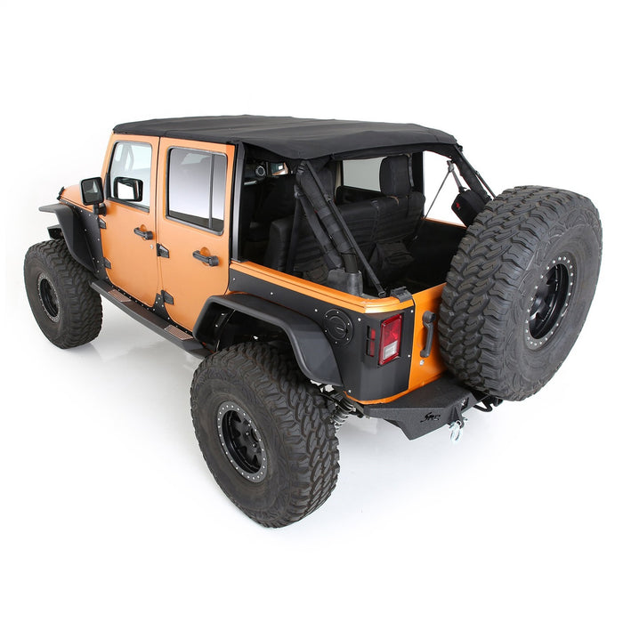 Smittybilt 9087235 Jeep JKU Protec Bowless Top w/Tinted Windows No Door Uppers 2007-2018 Wrangler JK Unlimited 4-DR Black Smittybilt - Truck Part Superstore