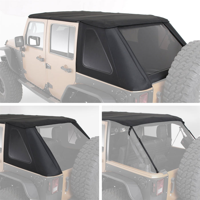 Smittybilt 9087235 Jeep JKU Protec Bowless Top w/Tinted Windows No Door Uppers 2007-2018 Wrangler JK Unlimited 4-DR Black Smittybilt - Truck Part Superstore