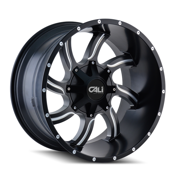 CALI OFF-ROAD 9102-2997M18 TWISTED (9102) SATIN BLACK/MILLED SPOKES 20X9 5-139.7/5-150 18MM 110MM - Truck Part Superstore