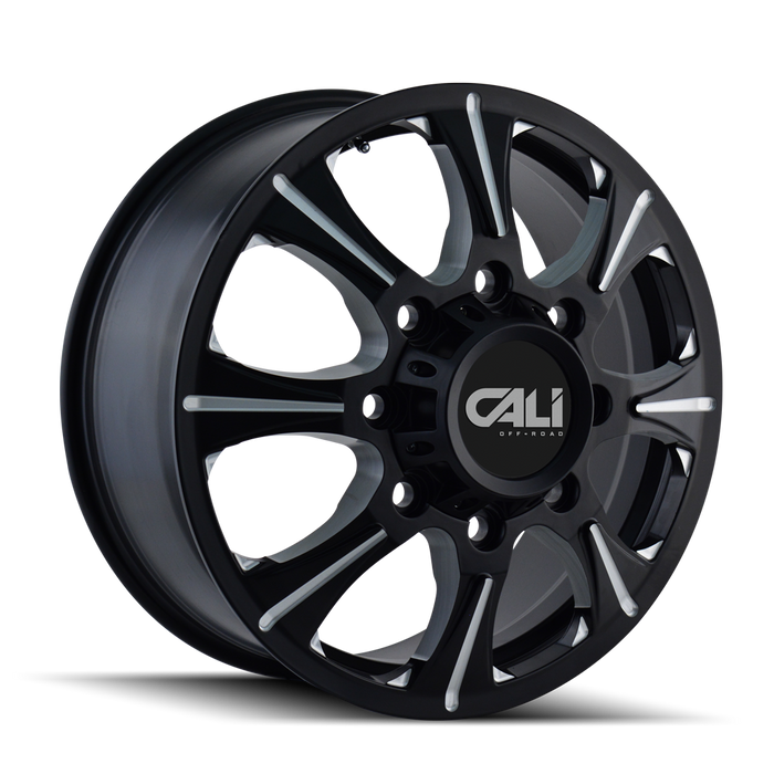 CALI OFF-ROAD 9105-22881BF116 BRUTAL (9105) FRONT BLACK/MILLED SPOKES 22X8.25 8-165.1 127MM 116.7MM - Truck Part Superstore