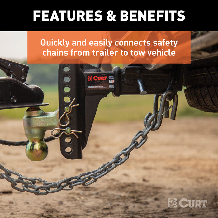 CURT 81810 CURT 81810 3/8-Inch Certified Trailer Safety Chain S-Hook with Latch; 2;000 lbs - Truck Part Superstore